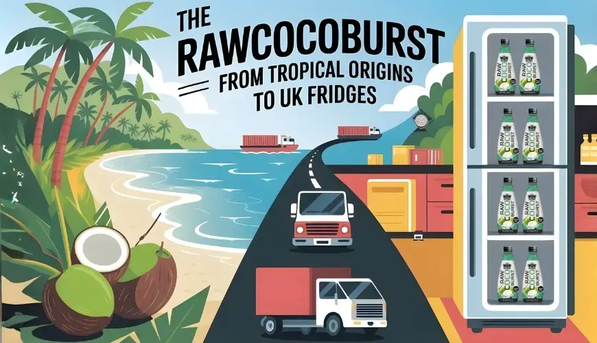 Illustration: RAW COCO Burst journey from tropics to UK fridge.